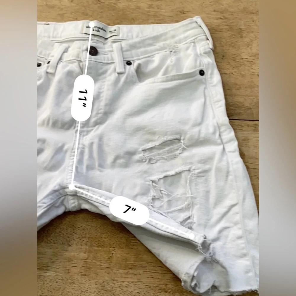 Abercrombie Kids Sz 15/16 White Denim Distressed Jean Shorts‎
